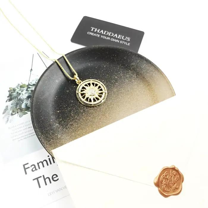 Collier en argent sterling 925 avec pendentif zirconium rond pour hommes et femmes occasions spéciales ethnique