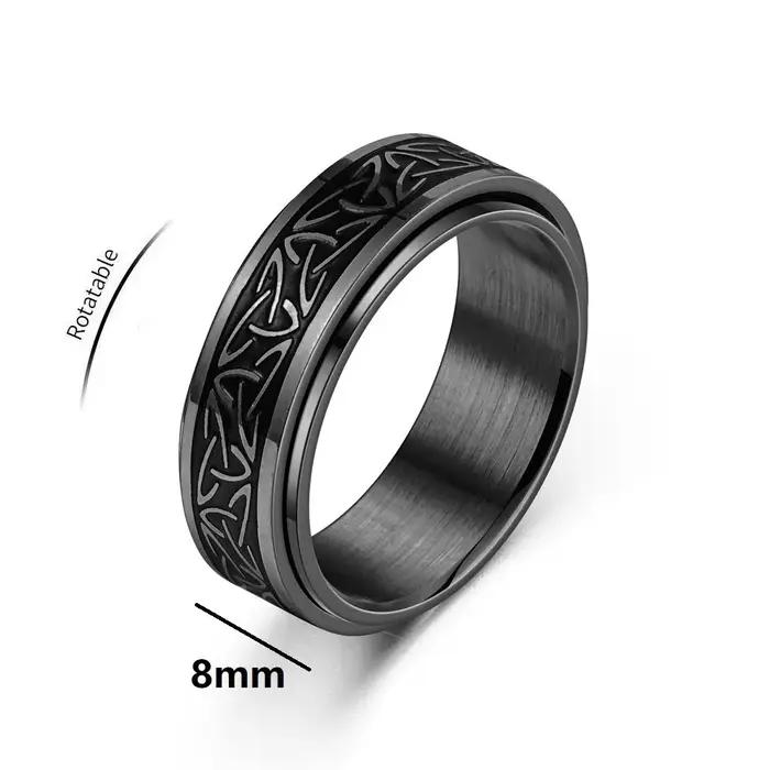 Anneau de Rune Viking à Nœud Celtique en Acier Inoxydable pour Hommes Anti-Stress Occasions Spéciales
