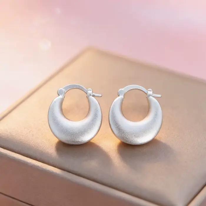 Boucles d'oreilles en argent Sterling 925 pour femmes, rondes brillantes géométriques, bijoux à la mode, cadeau de fête de mariage