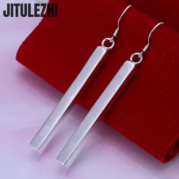 Boucles d'oreilles pendantes en argent Sterling 925, bijoux à la mode de haute qualité, longues boucles d'oreilles à géométrie, cadeaux pour femmes