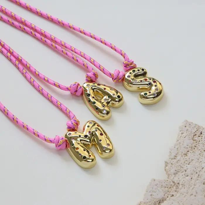Collier pendentif lettre initiale plaqué or pour femmes et filles