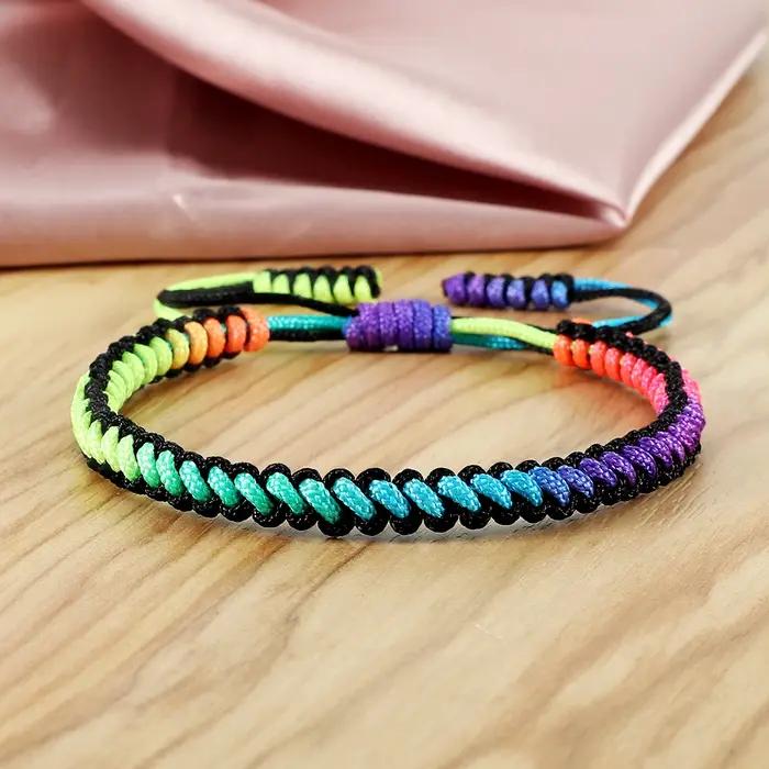 Bracelet Tressé à Nministériels ds Arc-en-Ciel Colorés