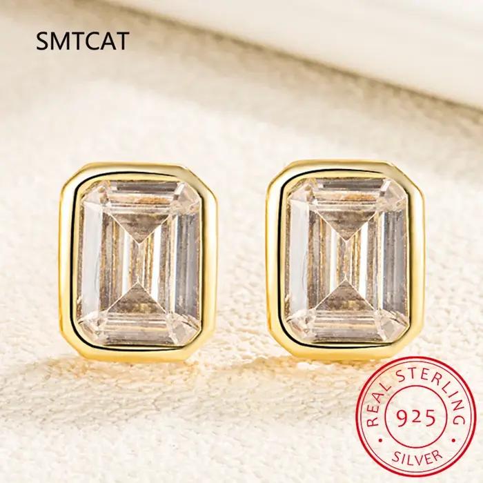 Boucles d'oreilles en argent 925 à haute teneur en carbone serties de zirconium blanc pour femmes occasions spéciales mariage anniversaire engagement