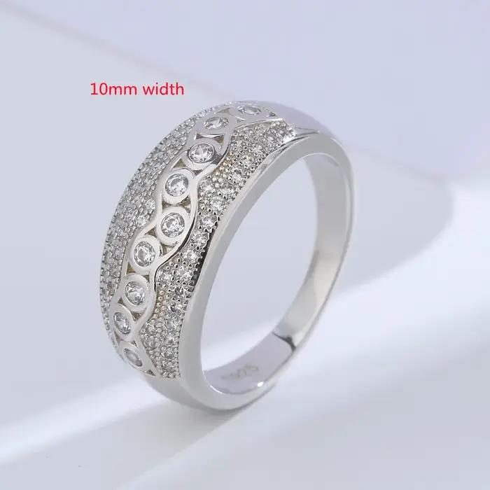 Buyee 925 en argent Sterling grand anneau doigt blanc Zircon bague pour femme homme mode luxe fête d