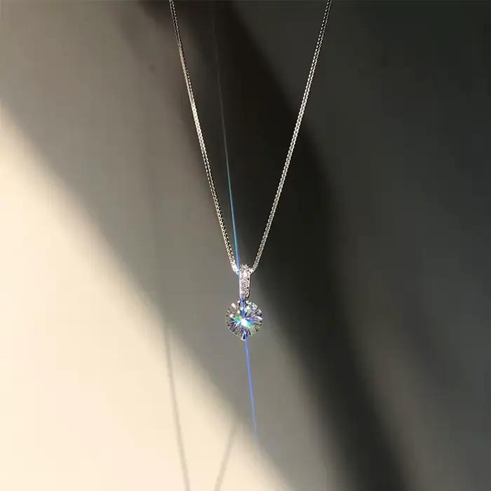 Collier pour femme en argent sterling 925, bijoux de luxe avec zircon rond, qualité supérieure, bijoux exquis Money 925