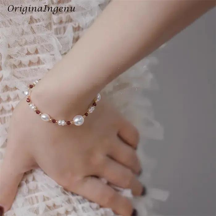 Bracelet en Grenat Naturel Rempli d'Or 14K