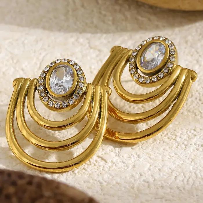 E.B.belle Boucles d'oreilles clous en acier inoxydable plaqué or