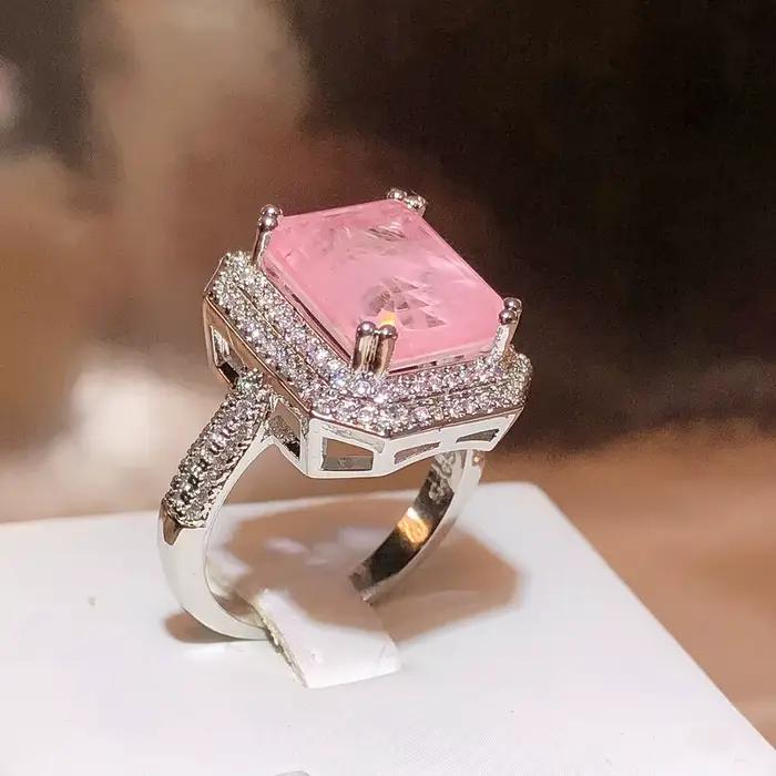 Bague Paraiba en Zircon rose bleu vert pour femmes bijoux de fête haute qualité bague de fiançailles cadeau anniversaire fantaisie occasion spéciale