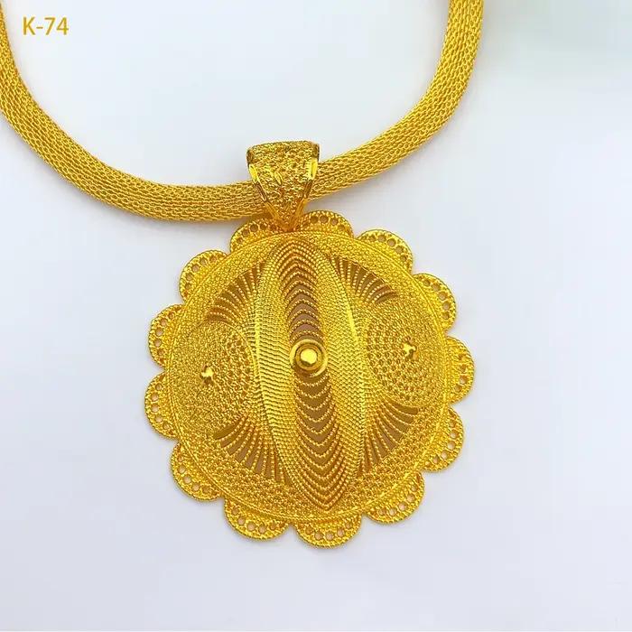 Ensemble de bijoux Bohème couleur or 24 carats pour femmes, collier et boucles d'oreilles de mariage, cadeau de fête de mariage africaine, France