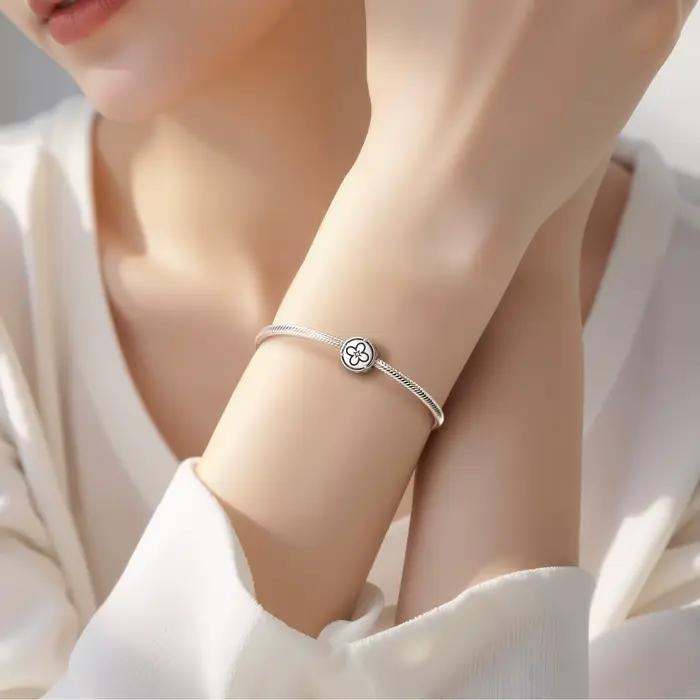 Bracelet original en argent Sterling 925 avec fleurs lilas perles de famille bijou à bricoler soi-même pour femmes occasions spéciales