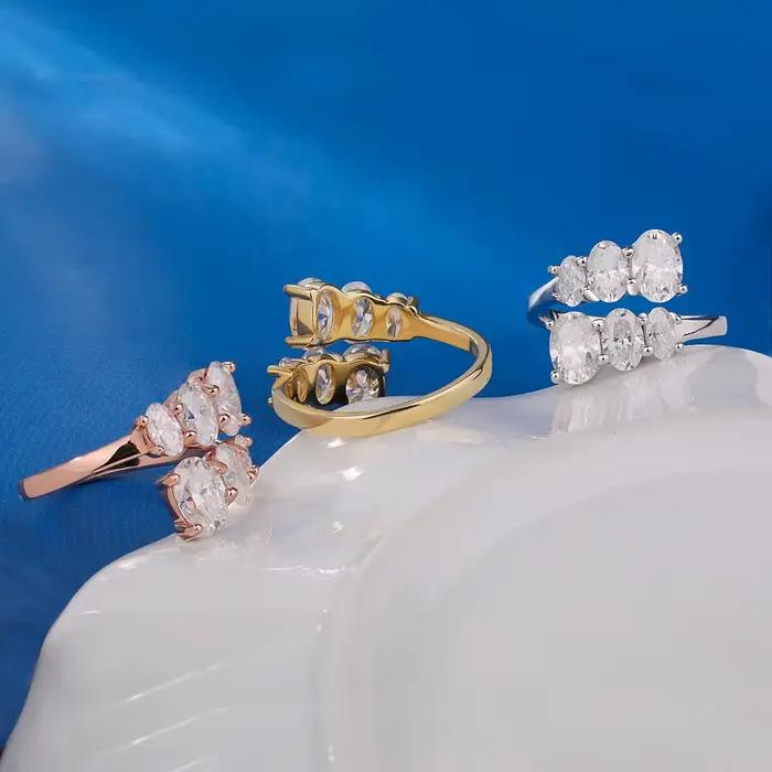 Bague de fiançailles en diamant Moissanite pour femmes
