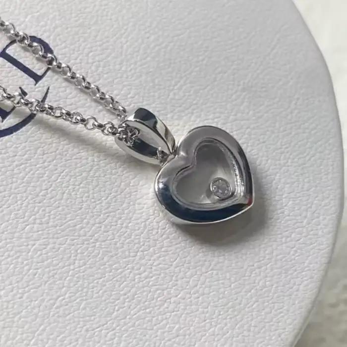 Collier classique 925 avec pendentif cœur exquis et pierre sauteuse joyeuse bijou pour femmes occasions spéciales