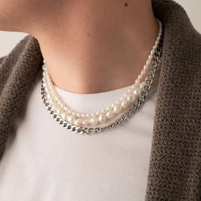 Collier ras du cou en perles baroques véritables de 8 à 9mm