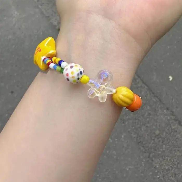 Bracelet de perles en corde élastique fait à la main