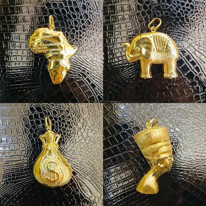 Pendentifs plaqués or pour collier femmes hommes mode couleur or 18 carats conception de carte africaine pendentif fabrication de bijoux pour fête quotidienne