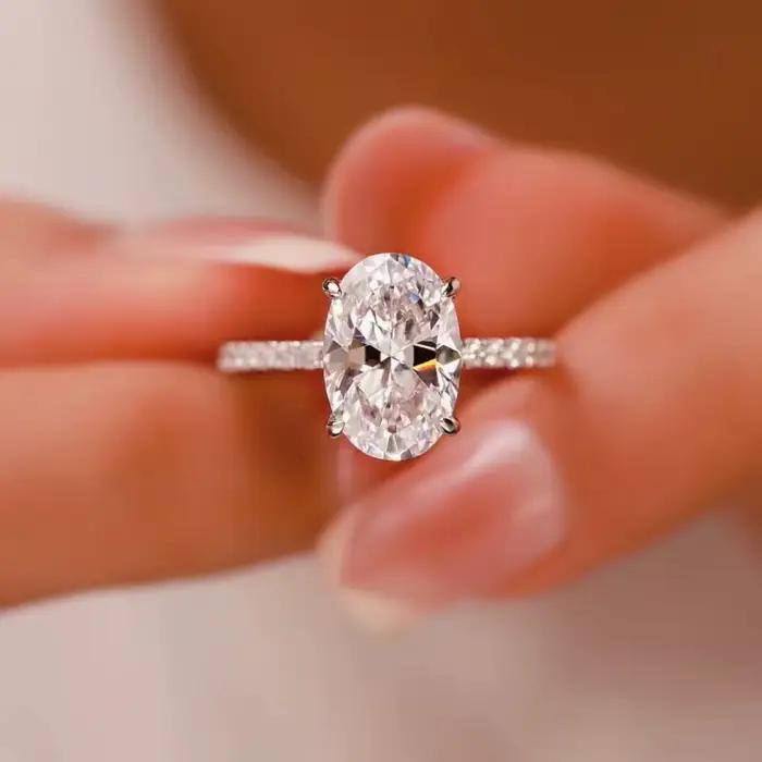 Bague de fiançailles en argent sterling 925 avec zirconium blanc pour femmes engagement romantique mariage occasions spéciales