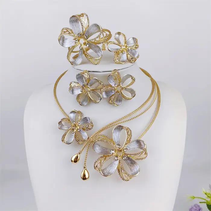 Ensemble de bijoux plaqué or 18 carats pour femmes, Original dubaï, collier italien exquis, boucles
