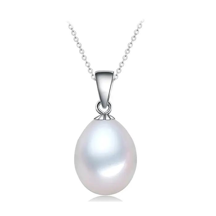 Pendentif de perle en argent Sterling 925 véritable pour femmes, collier pendentif de petite perle n