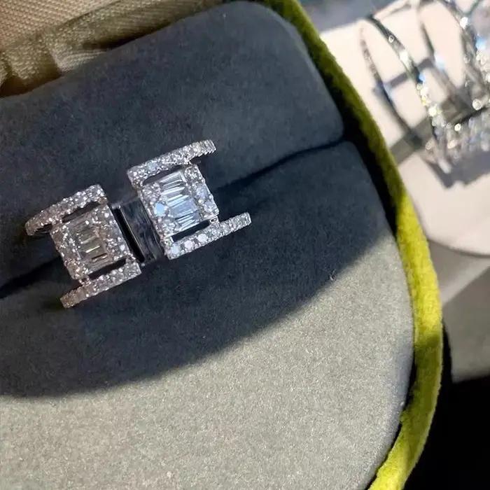 Bague Géométrique en Cristal Zirconium pour Femme, Style Hip-Hop, Occasions Spéciales, Bague de Cocktail Réglable, Bijoux de Mariage