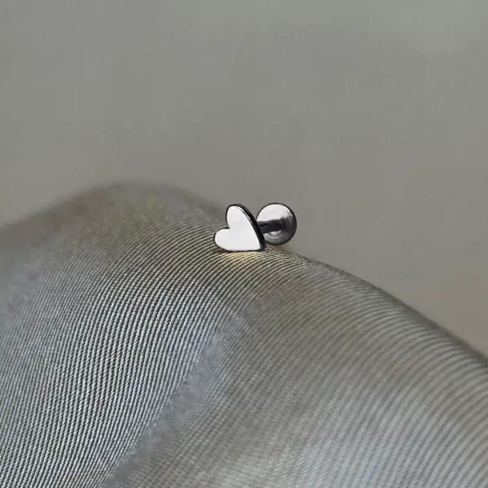 AIDE coeur boule ronde plat Helix Piercing boucle d'oreille 925 en argent Sterling clous d'oreille g
