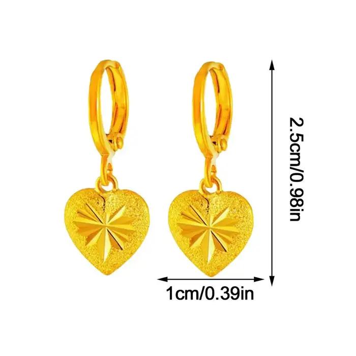Boucles d'oreilles pendantes en or jaune 24 carats pour femmes