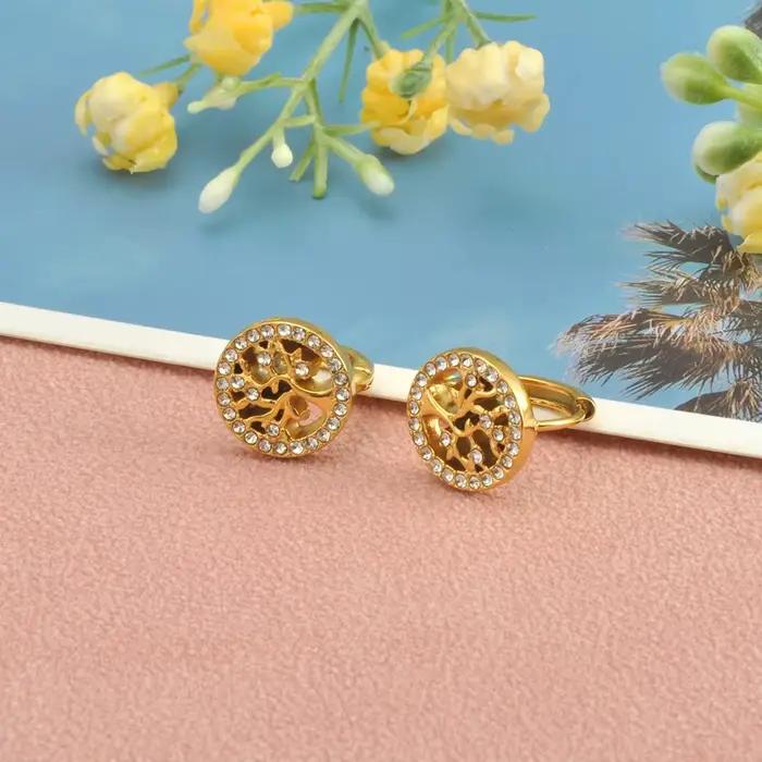 JeeMango – boucles d'oreilles arbre de vie pour femmes, en acier inoxydable 316L, Zircon, haute qualité, bijoux de mariage, cadeau de fête, E25126