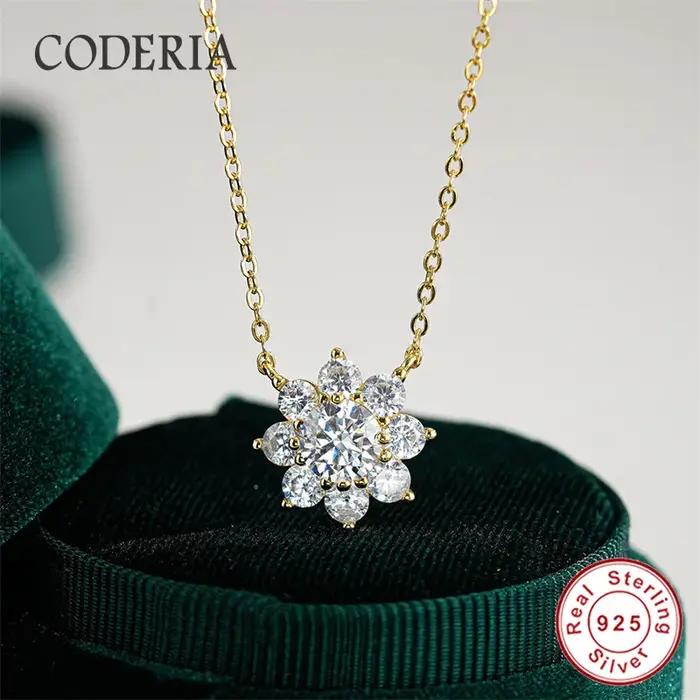 Pendentif tournesol classique 1 Carat D couleur VVS1 3EX diamant Moissanite argent S925 collier 14K plaqué or chaîne femmes bijoux