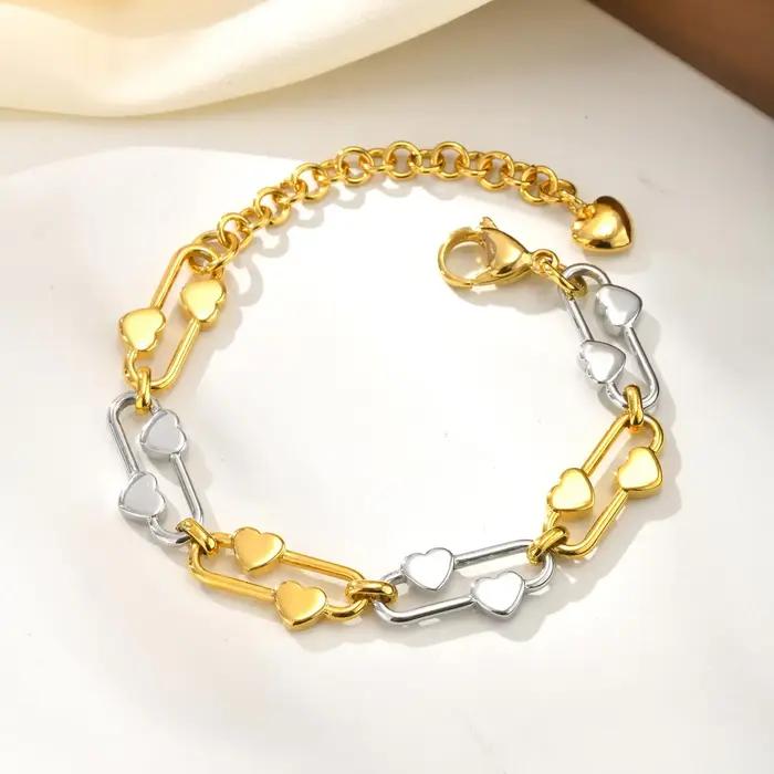 Bracelet elliptique distinctif pour femmes, Bracelets en acier inoxydable à chaîne faits à la main, cadeau de bijoux étanche à la mode