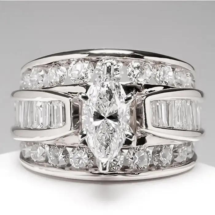 Huitan luxe Marquise coupe bague femme magnifique anniversaire fête bijoux Noble dame mode fiançailles cérémonie accessoires