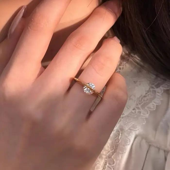 Bague en argent sterling 925 personnalisée avec zircon blanc pour femmes occasions spéciales soirée mariage