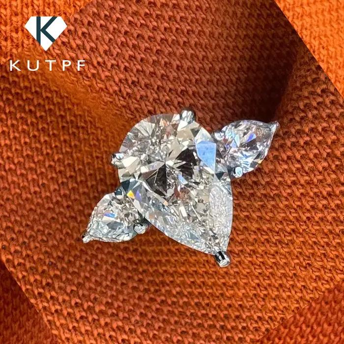 Bagues de fiançailles en diamant Moissanite pour femmes, coupe poire, 1/2/3/6Carat, en argent Sterling 925, 3 pierres en forme de goutte d'eau, bague de mariage