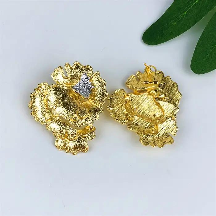 ESALE plaqué or femme ensemble de Bijoux luxueux fleur collier boucles d'oreilles