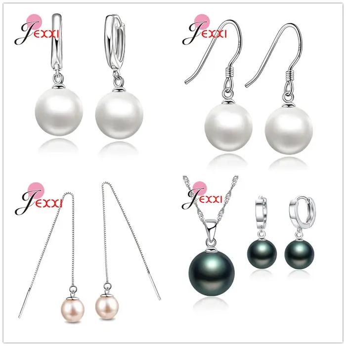 Boucles d'Oreilles Pendantes Élégantes en Argent Sterling 925 Serties de Zirconium Blanc pour Occasions Spéciales pour Femme
