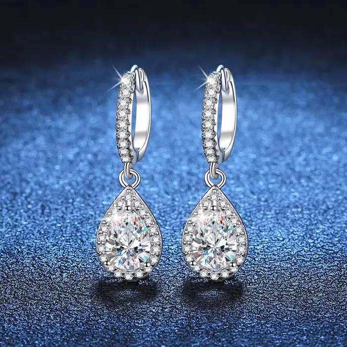 JoiasHome – boucles d'oreilles en Moissanite pour femmes, 1CT, en argent pur S925, diamants cultivés en laboratoire, bijoux de mariage élégants