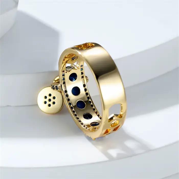 Bague Vintage en Pierre Bleu Royal Or Jaune Style Mode Pour Fiançailles Mariage Anniversaire Cadeau Occasions Spéciales