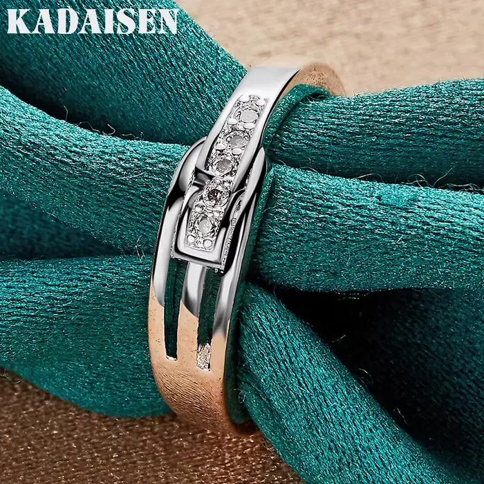Argent sterling 925, zircon AAAAA 7-10 # Bague pour femmes, bijoux de charme à la mode pour fête de mariage