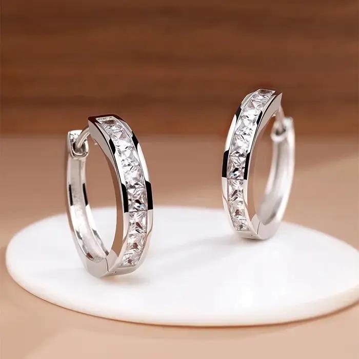 Boucles d'oreilles en argent Sterling 925 et Zircon brillant pour femmes