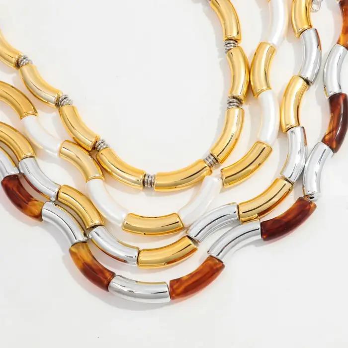 Colliers épais en bambou et acrylique pour femmes
