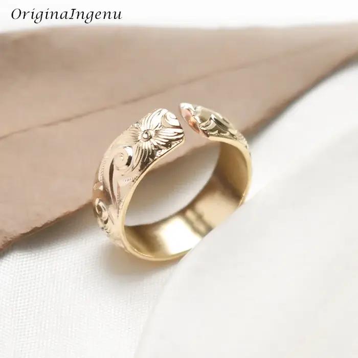 Bague en or rempli 14K à fleurs personnalisée pour femmes, élégante et hypoallergénique, idéale pour les occasions spéciales et le quotidien