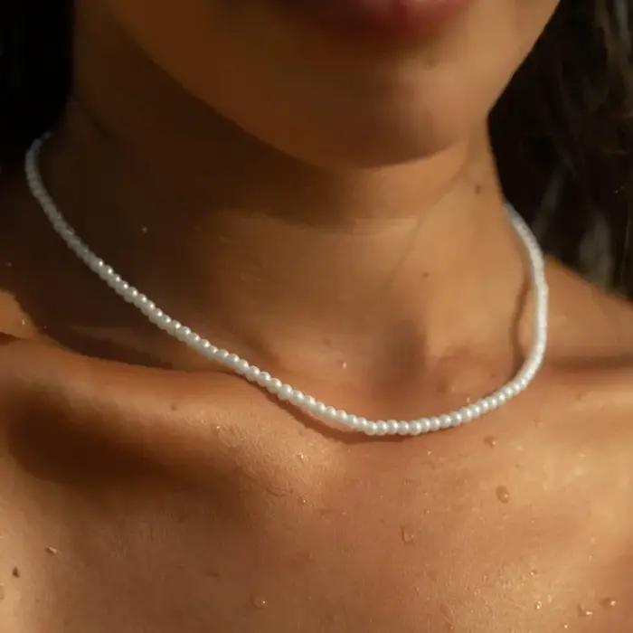 Collier de perles en acier inoxydable pour femmes et hommes