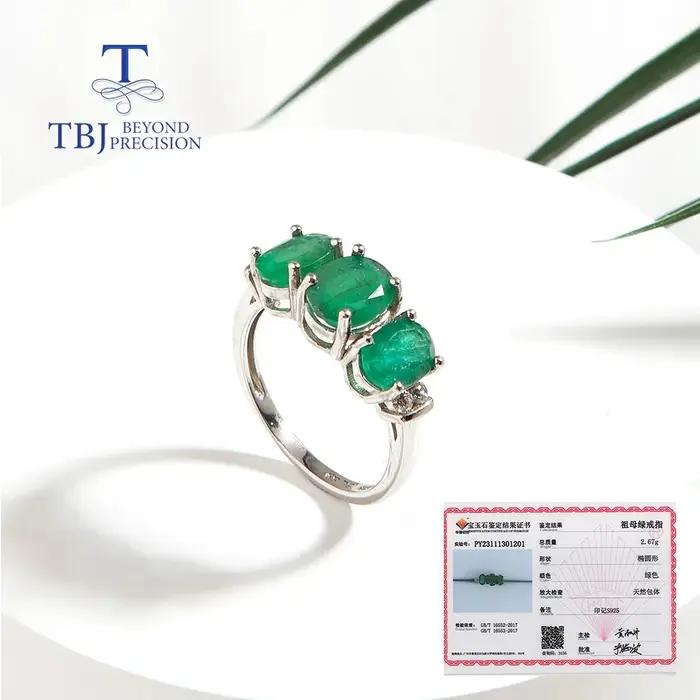 Bague émeraude naturelle en argent Sterling 925