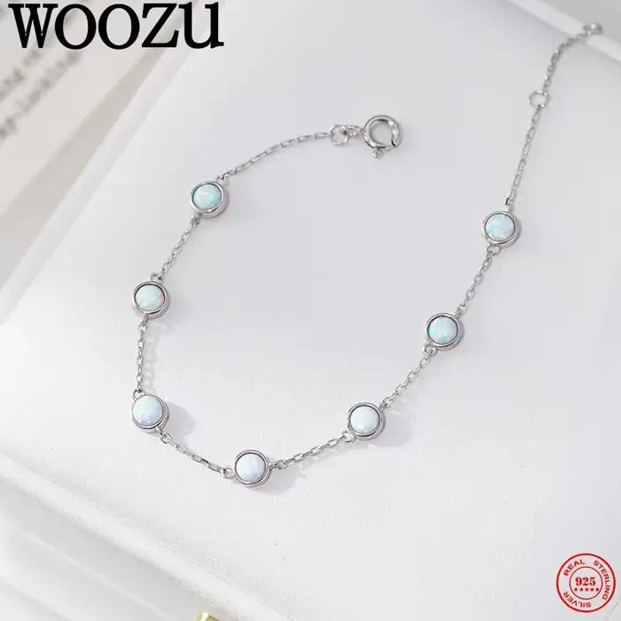 WOOZU réel 925 en argent Sterling élégant rond opale pierre Bracelets pour femme fête de mariage tempérament français bijoux accessoires
