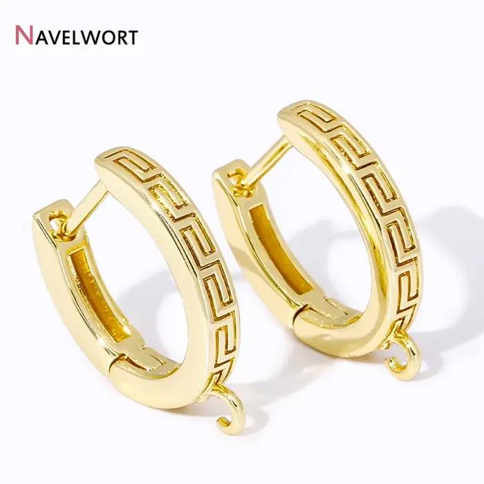 1/2/4 paires de fils d'oreilles ronds en laiton plaqué or 18 carats