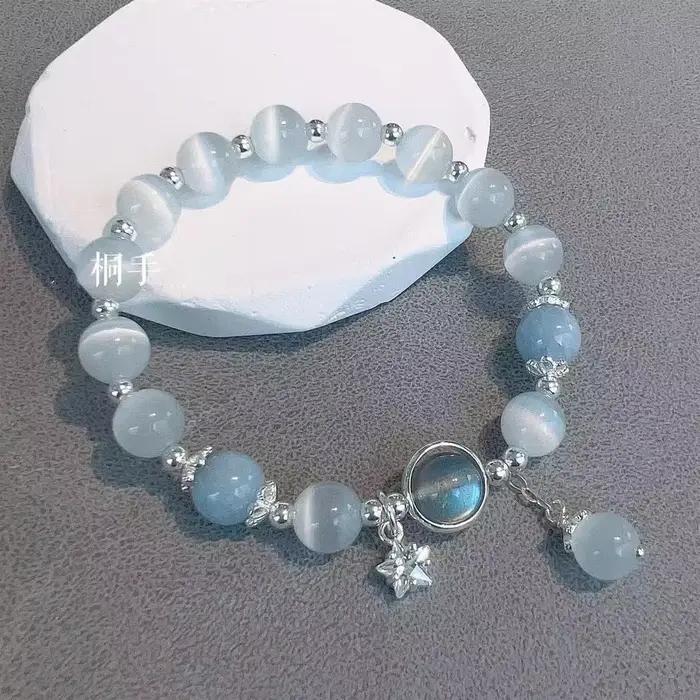 Bracelet à pampilles en alliage de zinc chaîne maillons et perles de cristal pour femme