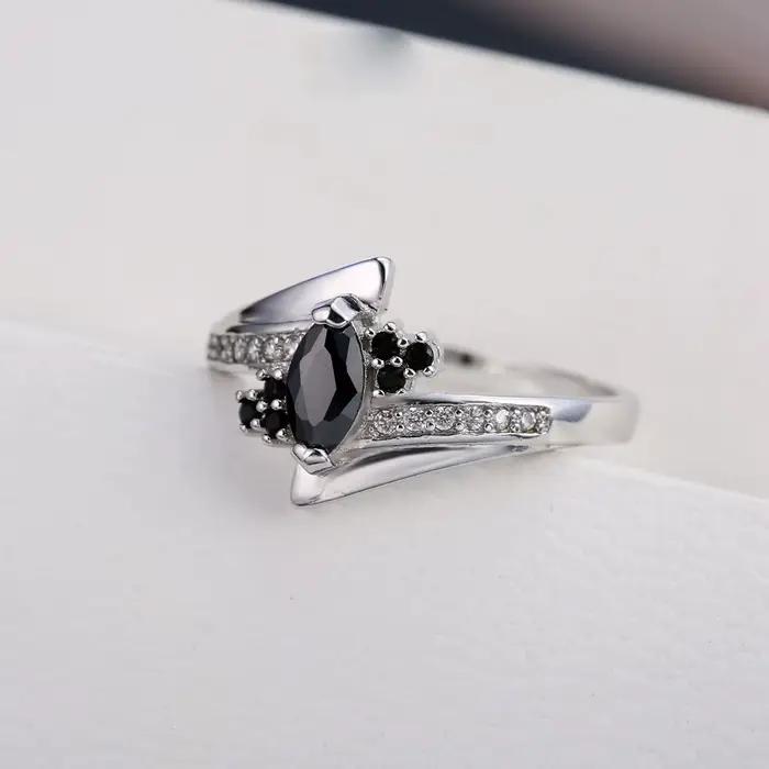 Bague de fiançailles couleur argent Sterling 925