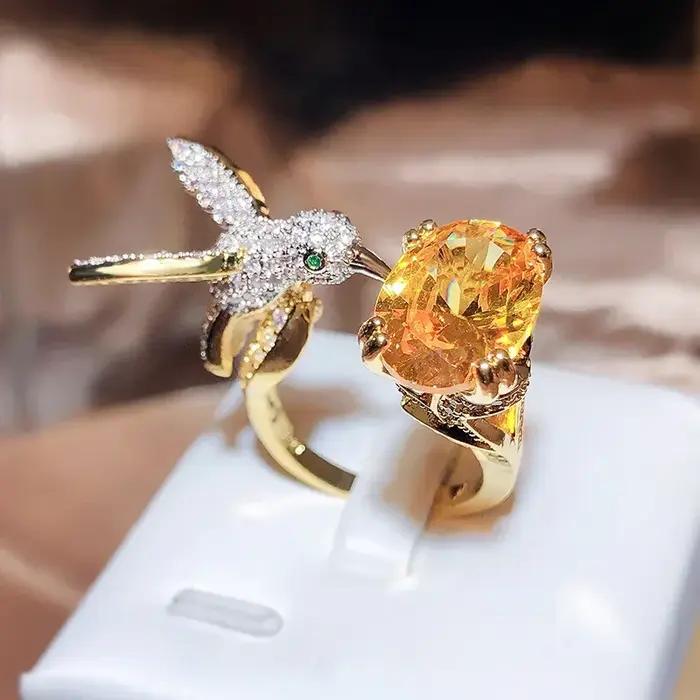 Bague créative en pierres précieuses colorées pour femmes