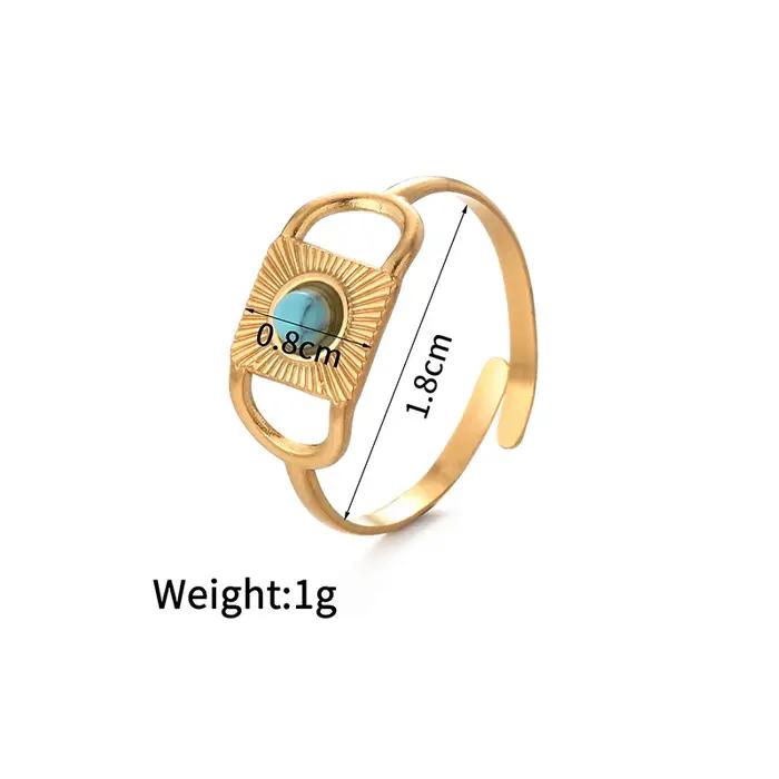 Bague réglable couleur or 14K, plusieurs Styles, en acier inoxydable, pierre naturelle, Turquoise, Zircon, pour femmes et filles, bijoux cadeaux