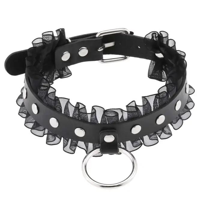 DIEZI Vintage doux Cool Hip Hop Rivet collier ras du cou Harajuku gothique Club noir PU cuir