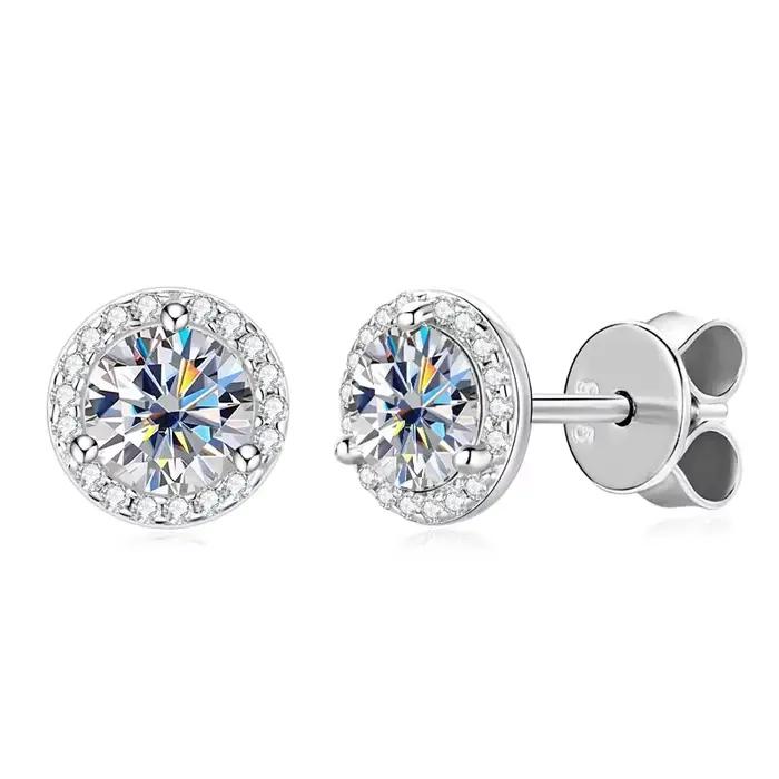 Lnngy scintillant 5MM 6.5MM 8MM certifié Moissanite boucles d'oreilles 925 en argent Sterling rond boucle d'oreille 2025 nouvelles femmes bijoux cadeau