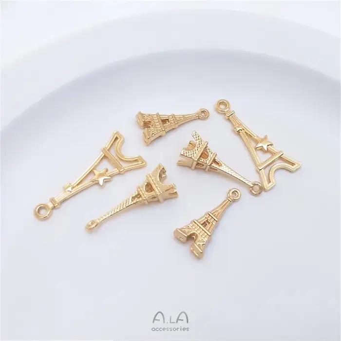 Pendentif tour Eiffel de Paris plaqué or 14 carats